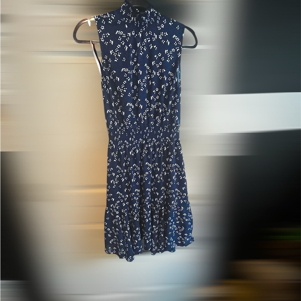 Nanette Lepore Blue and White Patterned Midi Dress